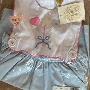 The Beaufort Bonnet Company Pink and Blue Embroidered Kids Bib